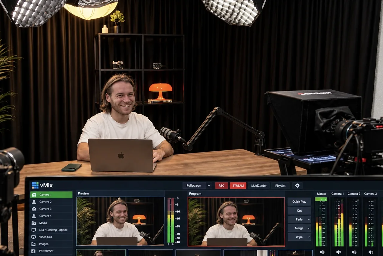 Ведущий вебинара в студии SM Studio